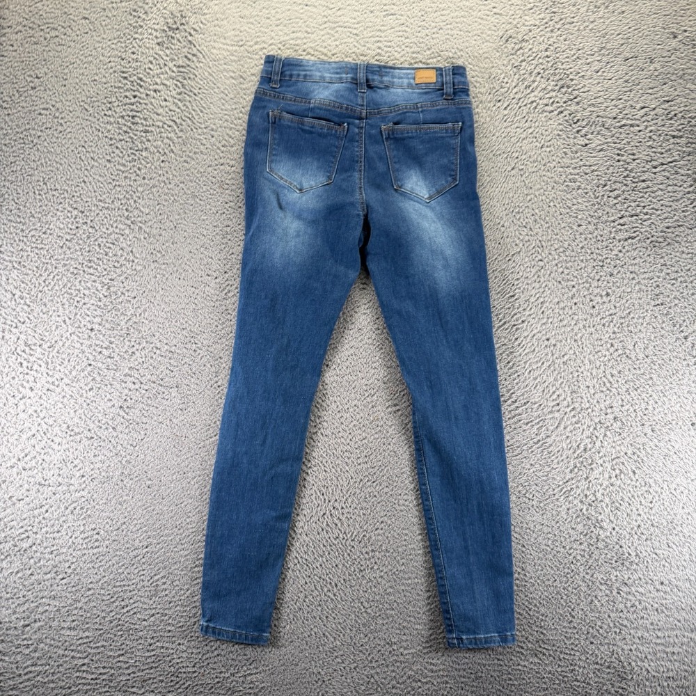 Most Wanted Jeans Women 11 Blue Cotton Denim Skinny Crossover Distressed Stretch - Picture 5 of 10